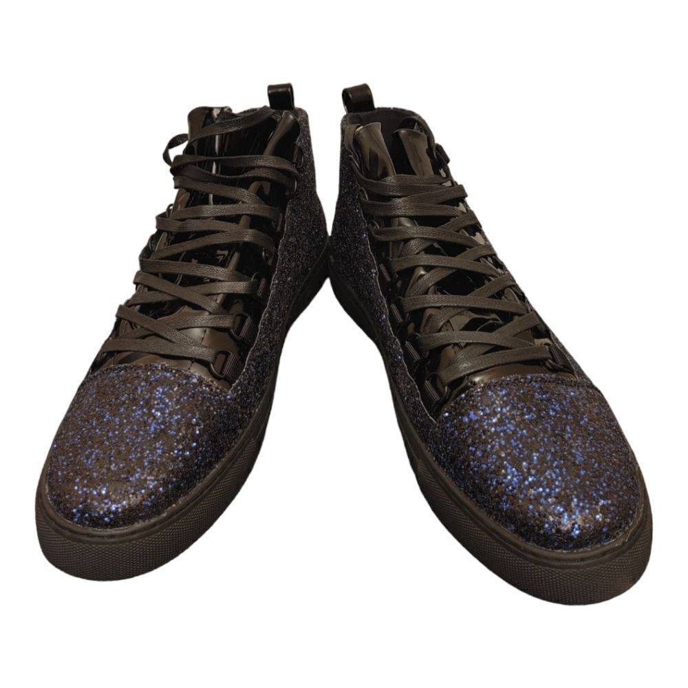 MEN'S SIO SMOOTH & EMBOSSED FAUX LEATHER HIGH TOP SNEAKER WITH SNAKE PRINT.